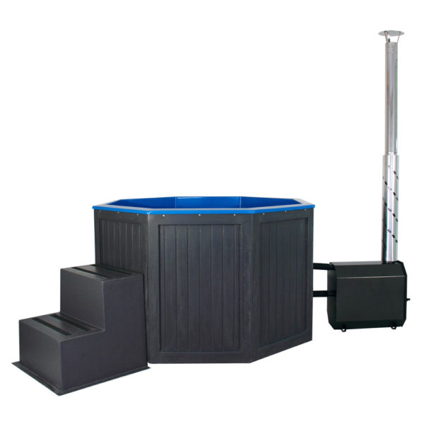 Kylpytynnyri Ready 1650 - Ulkoväri harmaa (RAL 7015) - Sisäväri sininen (RAL 5005) - Kuvassa olevat portaat eivät sisälly hintaan